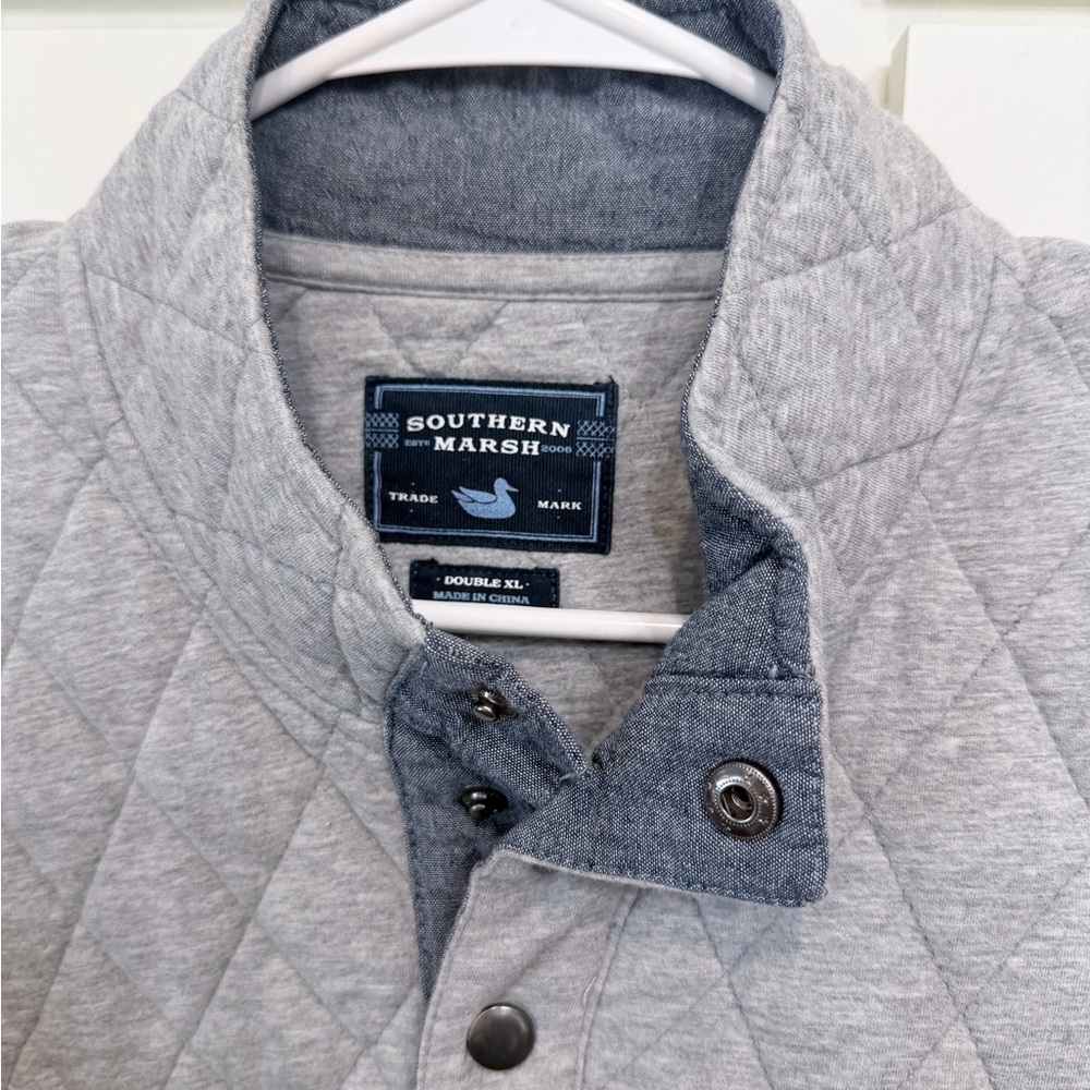 Southern Marsh Light Gray Quilted Shirt Jacket